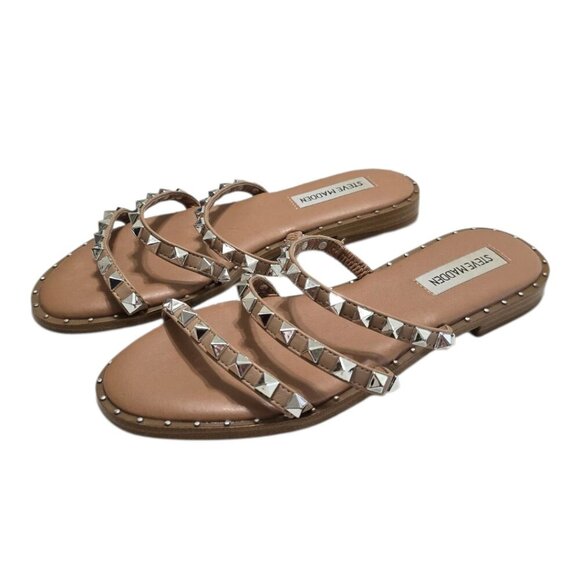 Steve Madden Lodell Tri-Band Studded Sandals Sz 6 - Picture 1 of 8